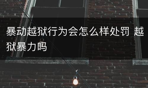 暴动越狱行为会怎么样处罚 越狱暴力吗