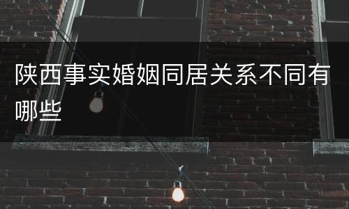 陕西事实婚姻同居关系不同有哪些