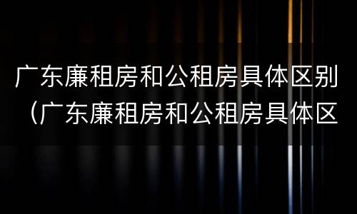广东廉租房和公租房具体区别（广东廉租房和公租房具体区别是什么）