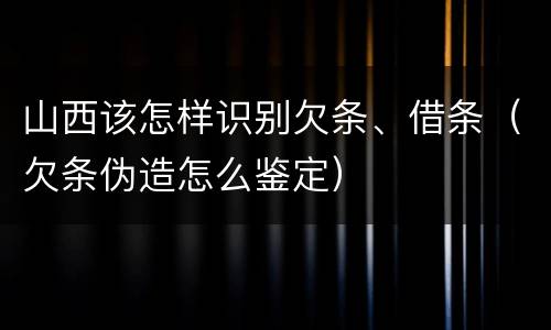 山西该怎样识别欠条、借条（欠条伪造怎么鉴定）