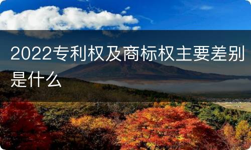2022专利权及商标权主要差别是什么