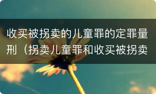收买被拐卖的儿童罪的定罪量刑（拐卖儿童罪和收买被拐卖儿童罪）