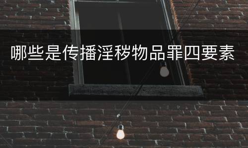 哪些是传播淫秽物品罪四要素