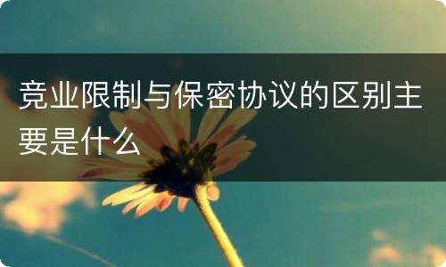 竞业限制与保密协议的区别主要是什么