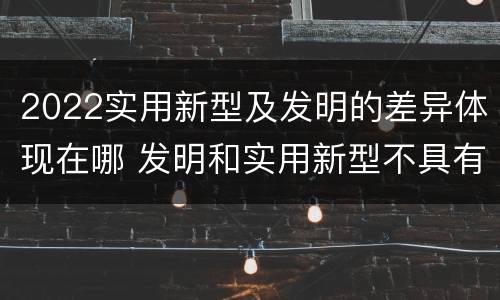 2022实用新型及发明的差异体现在哪 发明和实用新型不具有什么特性