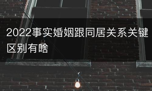 2022事实婚姻跟同居关系关键区别有啥
