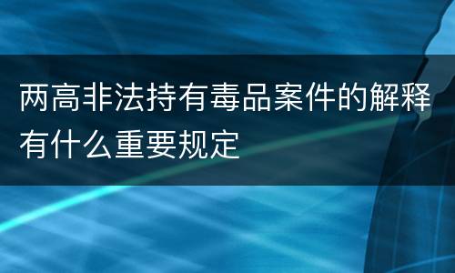 两高非法持有毒品案件的解释有什么重要规定