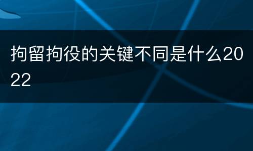 拘留拘役的关键不同是什么2022