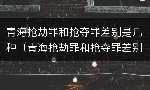 青海抢劫罪和抢夺罪差别是几种（青海抢劫罪和抢夺罪差别是几种情形）