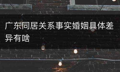 广东同居关系事实婚姻具体差异有啥