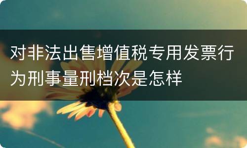 对非法出售增值税专用发票行为刑事量刑档次是怎样