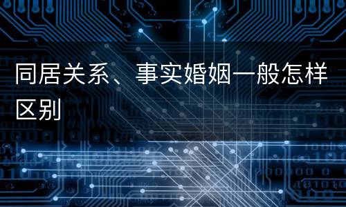 同居关系、事实婚姻一般怎样区别