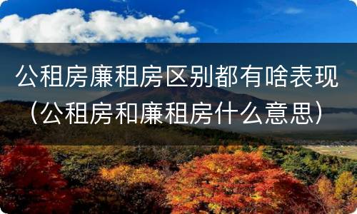 公租房廉租房区别都有啥表现（公租房和廉租房什么意思）
