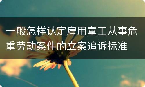 一般怎样认定雇用童工从事危重劳动案件的立案追诉标准