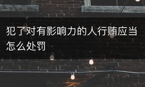 犯了对有影响力的人行贿应当怎么处罚