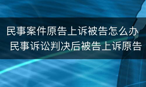 民事案件原告上诉被告怎么办 民事诉讼判决后被告上诉原告怎么办
