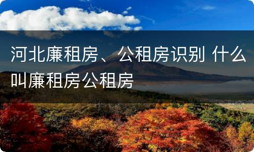 河北廉租房、公租房识别 什么叫廉租房公租房
