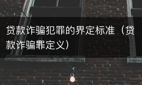贷款诈骗犯罪的界定标准（贷款诈骗罪定义）