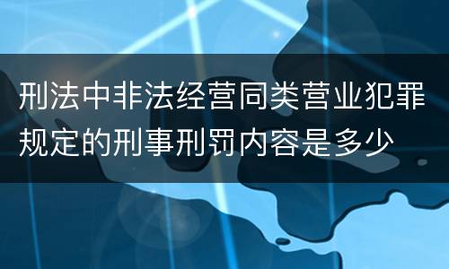 刑法中非法经营同类营业犯罪规定的刑事刑罚内容是多少