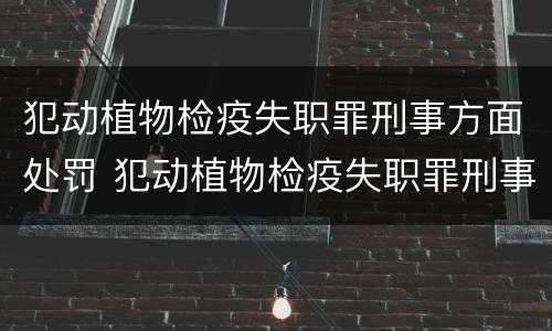 犯动植物检疫失职罪刑事方面处罚 犯动植物检疫失职罪刑事方面处罚标准