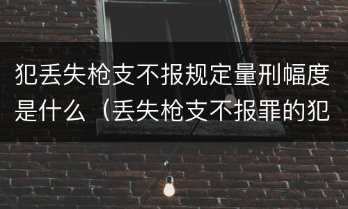 犯丢失枪支不报规定量刑幅度是什么（丢失枪支不报罪的犯罪主体只能是什么）
