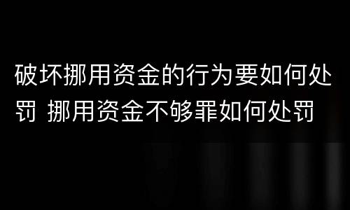 破坏挪用资金的行为要如何处罚 挪用资金不够罪如何处罚