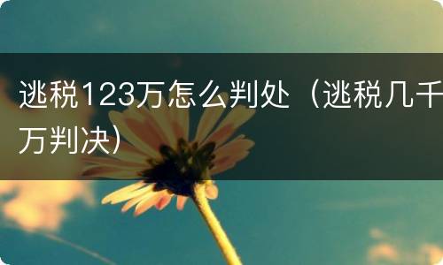逃税123万怎么判处（逃税几千万判决）