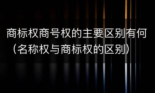 商标权商号权的主要区别有何（名称权与商标权的区别）