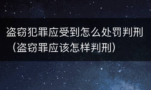 盗窃犯罪应受到怎么处罚判刑（盗窃罪应该怎样判刑）