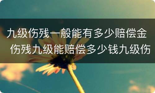 九级伤残一般能有多少赔偿金 伤残九级能赔偿多少钱九级伤残