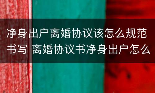 净身出户离婚协议该怎么规范书写 离婚协议书净身出户怎么写范文
