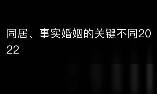 同居、事实婚姻的关键不同2022