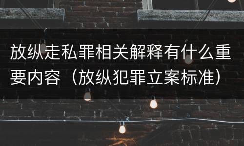 放纵走私罪相关解释有什么重要内容（放纵犯罪立案标准）