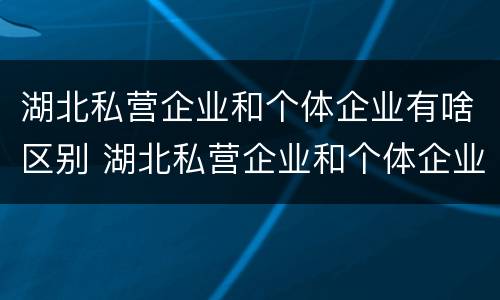 湖北私营企业和个体企业有啥区别 湖北私营企业和个体企业有啥区别呢