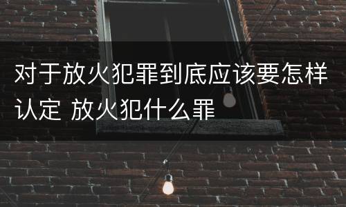 对于放火犯罪到底应该要怎样认定 放火犯什么罪