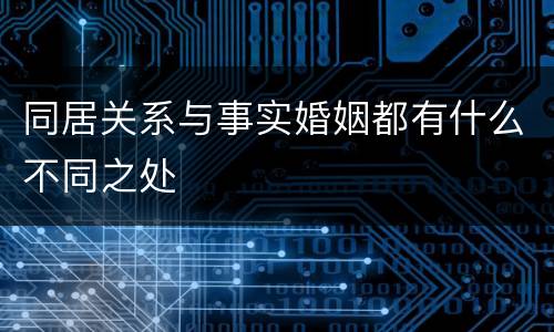 同居关系与事实婚姻都有什么不同之处
