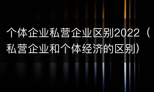 个体企业私营企业区别2022（私营企业和个体经济的区别）