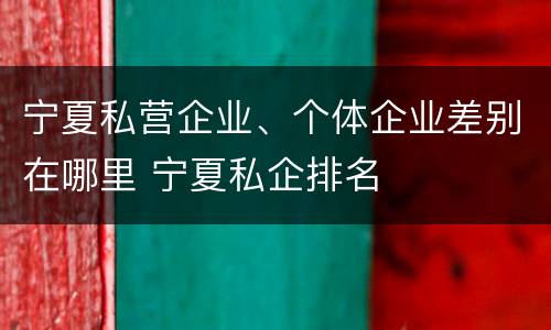 宁夏私营企业、个体企业差别在哪里 宁夏私企排名