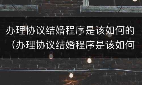 办理协议结婚程序是该如何的（办理协议结婚程序是该如何的法律规定）