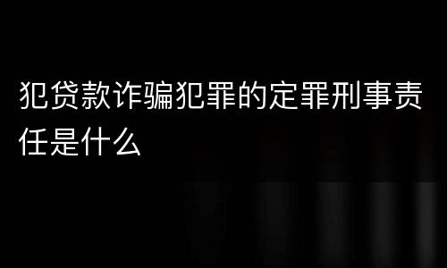 犯贷款诈骗犯罪的定罪刑事责任是什么