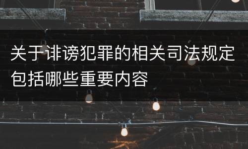 关于诽谤犯罪的相关司法规定包括哪些重要内容