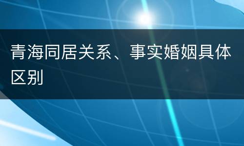青海同居关系、事实婚姻具体区别