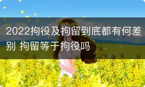 2022拘役及拘留到底都有何差别 拘留等于拘役吗