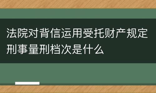 法院对背信运用受托财产规定刑事量刑档次是什么