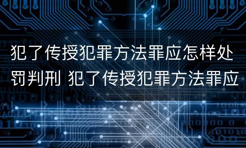 犯了传授犯罪方法罪应怎样处罚判刑 犯了传授犯罪方法罪应怎样处罚判刑案例