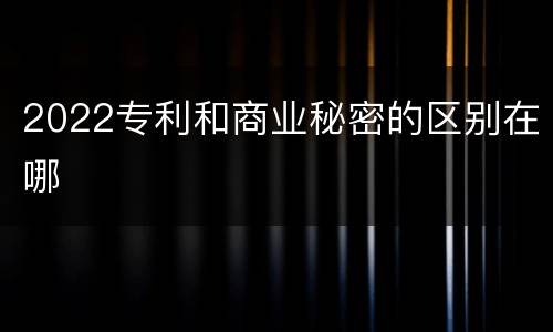 2022专利和商业秘密的区别在哪