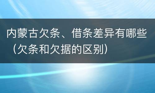 内蒙古欠条、借条差异有哪些（欠条和欠据的区别）