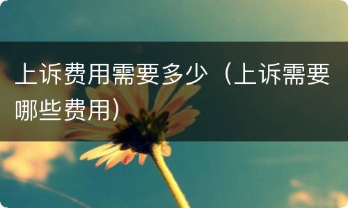 上诉费用需要多少（上诉需要哪些费用）