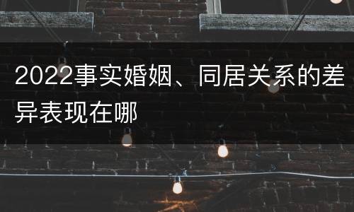 2022事实婚姻、同居关系的差异表现在哪