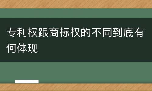 专利权跟商标权的不同到底有何体现